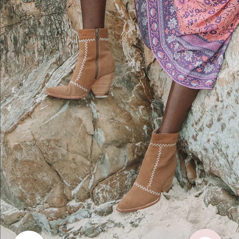 NWT Spell Designs Zephyr ankle suede brown tan boots.    Size 37 or 7 in US.